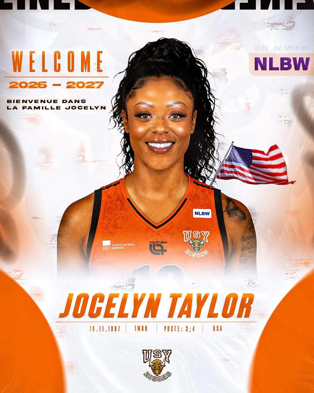 Visuel d'annonce de l'arrivée de Jocelyn Taylor